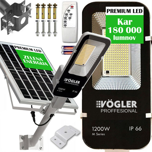 Zmogljiva solarna svetilka, senzor mraka, daljinsko upravljanje, Vögler Professional 1200W