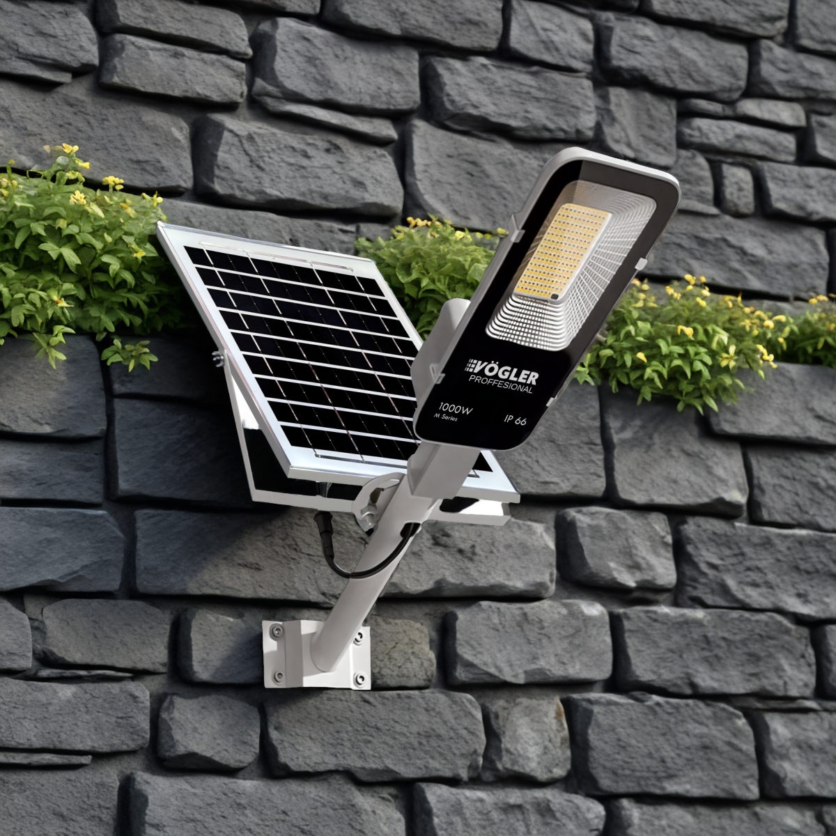 Zmogljiva solarna svetilka, senzor mraka, daljinsko upravljanje, Vögler Professional 1000W