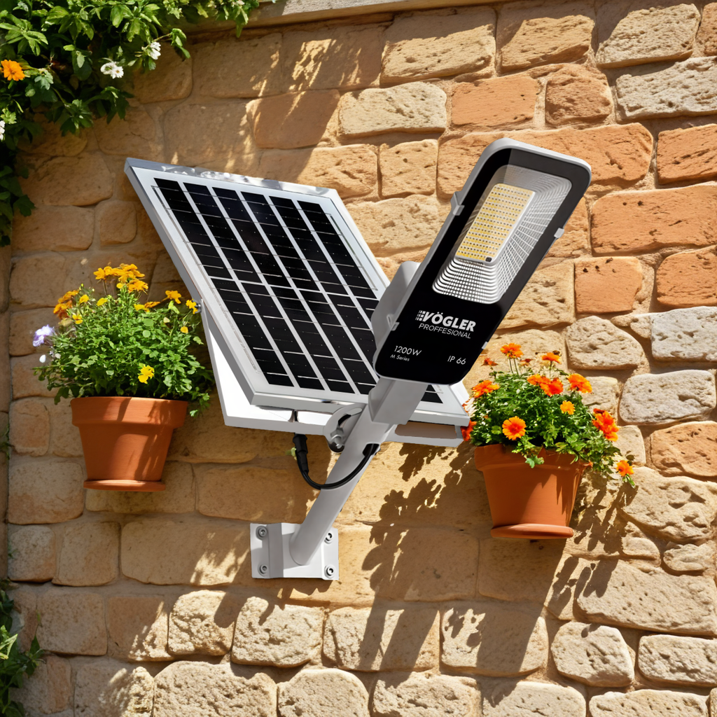 Zmogljiva solarna svetilka, senzor mraka, daljinsko upravljanje, Vögler Professional 1200W