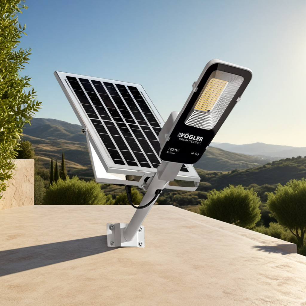 Zmogljiva solarna svetilka, senzor mraka, daljinsko upravljanje, Vögler Professional 1200W