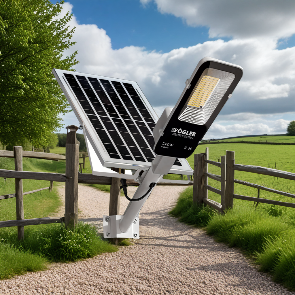 Zmogljiva solarna svetilka, senzor mraka, daljinsko upravljanje, Vögler Professional 1200W