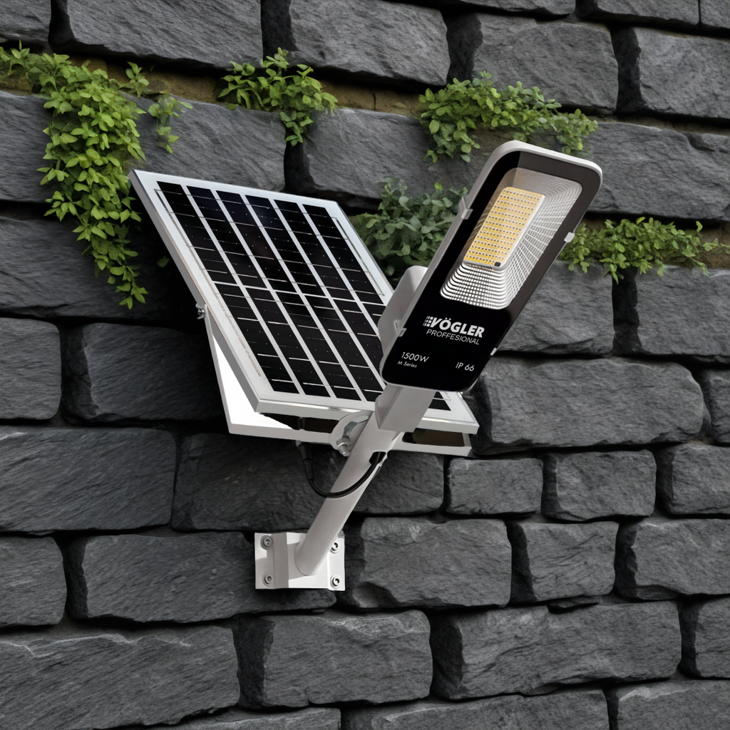 Zmogljiva solarna svetilka, senzor mraka, daljinsko upravljanje, Vögler Professional 1500W