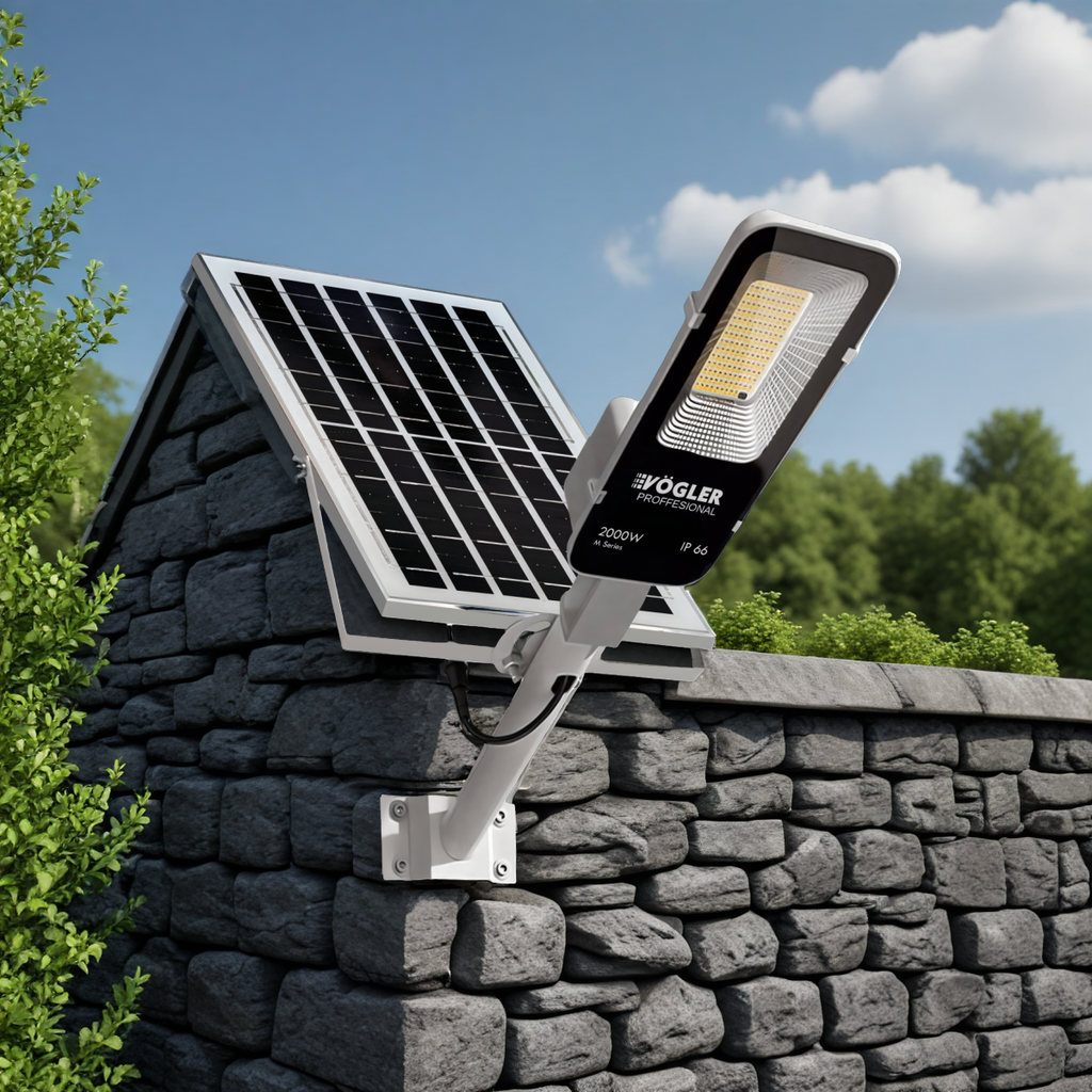 Zmogljiva solarna svetilka, senzor mraka, daljinsko upravljanje, Vögler Professional 2000W