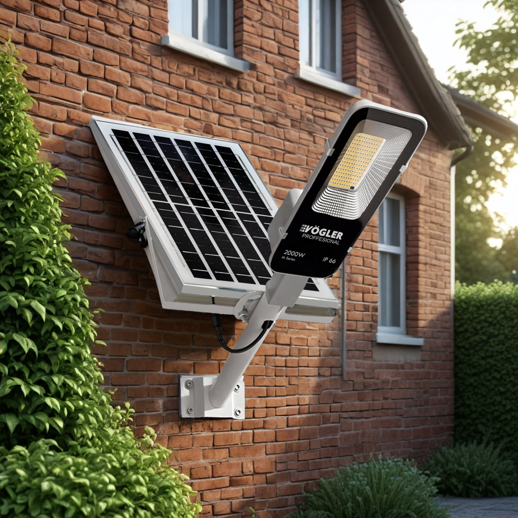 Zmogljiva solarna svetilka, senzor mraka, daljinsko upravljanje, Vögler Professional 2000W