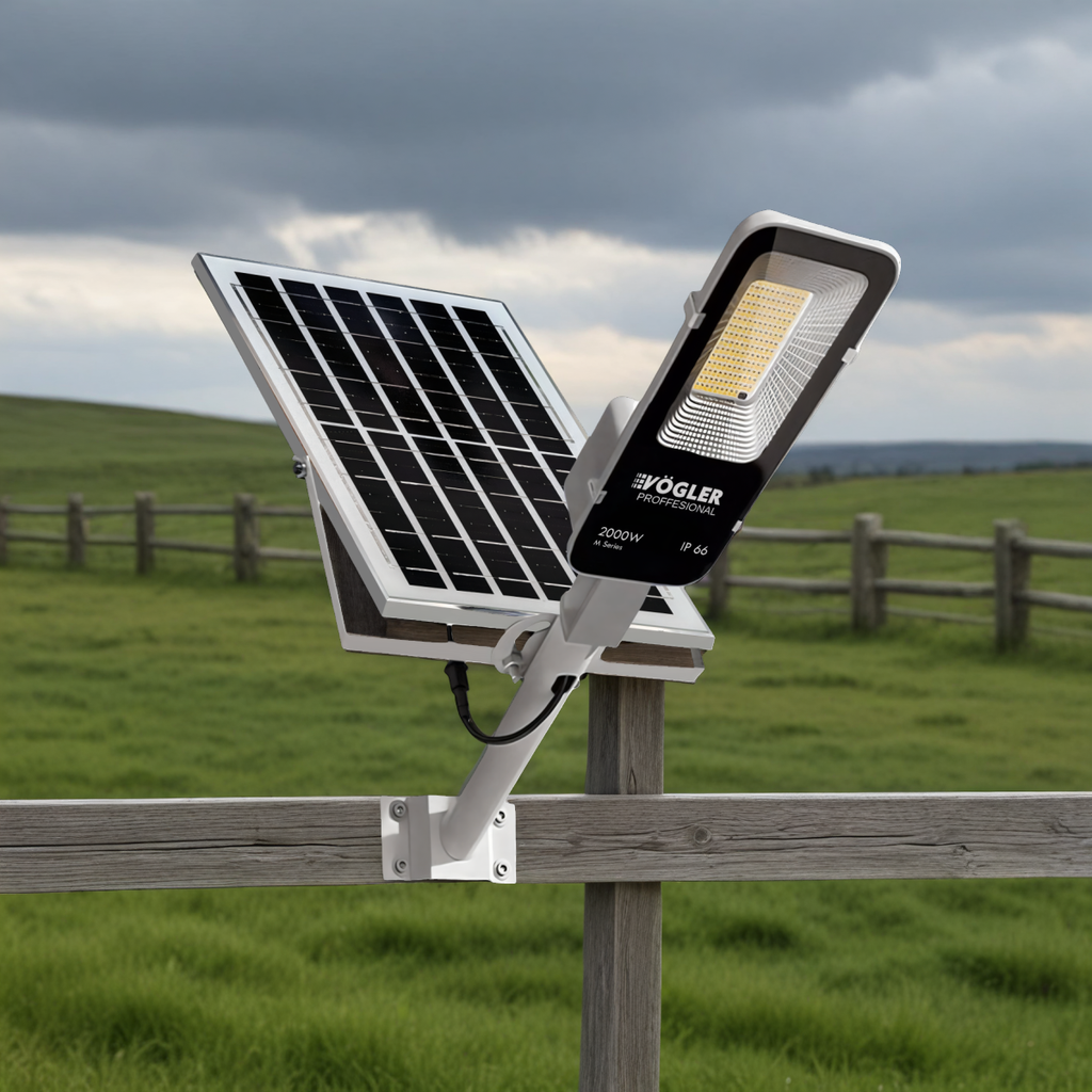 Zmogljiva solarna svetilka, senzor mraka, daljinsko upravljanje, Vögler Professional 2000W