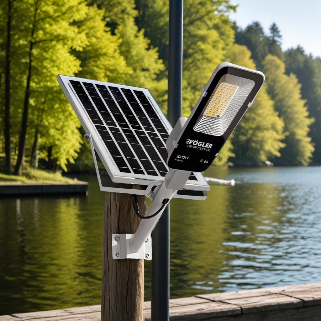 Zmogljiva solarna svetilka, senzor mraka, daljinsko upravljanje, Vögler Professional 2000W